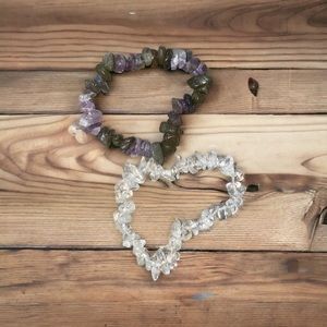 SOLD 2-Pack handmade Crystal Bracelets (amethyst/ labradorite & clear quartz)